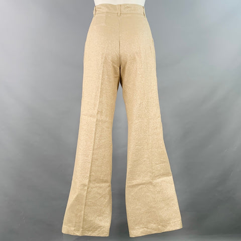 PHILIPPE ADEC Size 2 Gold Beige Linen Blend Wide Leg Dress Pants