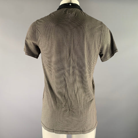 RAG & BONE Size S Black Grey Stripe Cotton Lightweight Polo