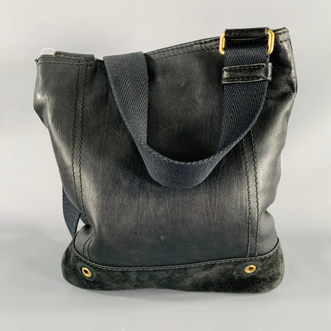 YVES SAINT LAURENT Black Gold YSL Embossed Leather Cross Body Bag