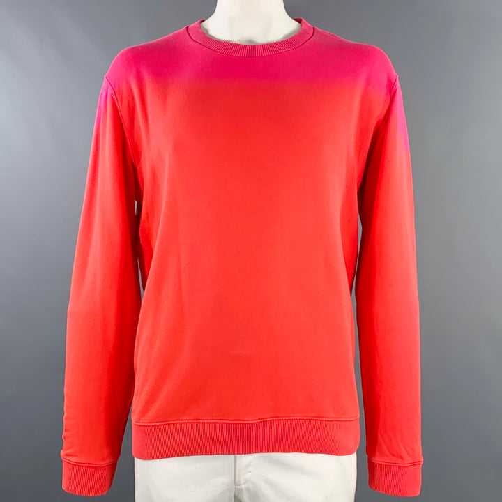 RAF SIMONS Size XL Pink Orange Ombre Cotton Crew Neck Sweatshirt