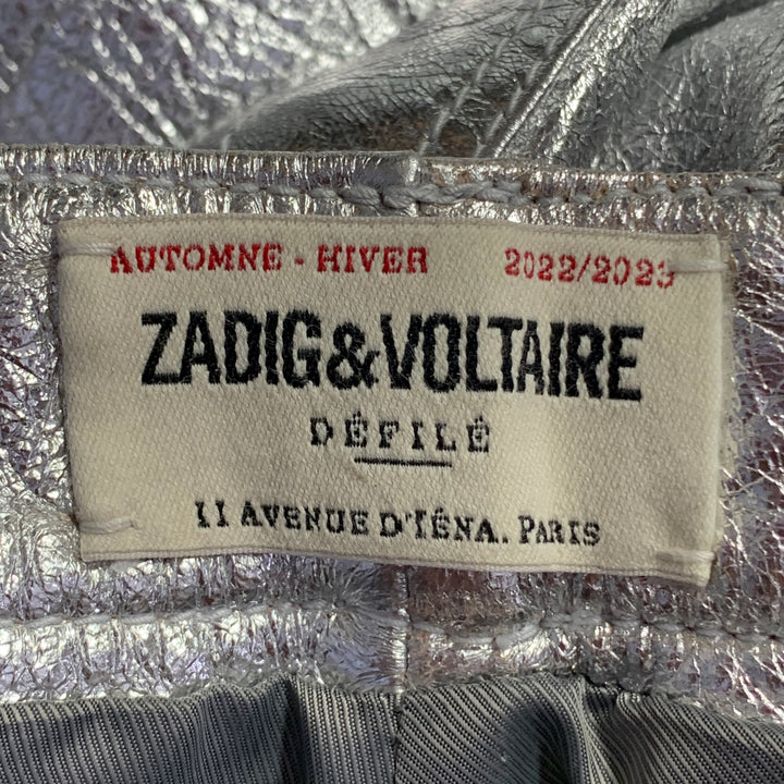 ZADIG & VOLTAIRE Size S Poete Metallic Silver Jean Cut Straight Casual Pants