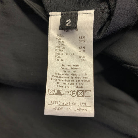 ATTACHMENT Size M Black Wool Linen Peak Lapel Sport Coat