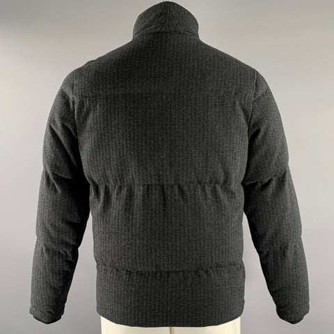 VINCE Size XS Grey Break Herringbone Cotton Polyester Puffer Jacket