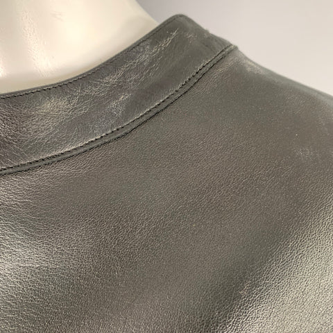 EMMA COOK Size 8 Black Leather Viscose Blend Long Sleeve Dress Top