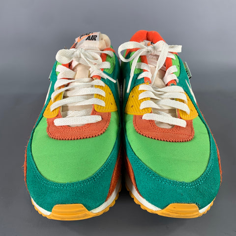 NIKE Size 12 Orange Multi-Color Layered Suede Runner Sneakers