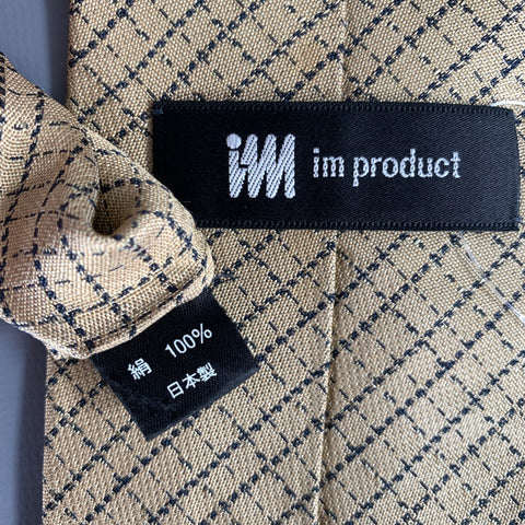 ISSEY MIYAKE Tan Navy Plaid Silk Tie