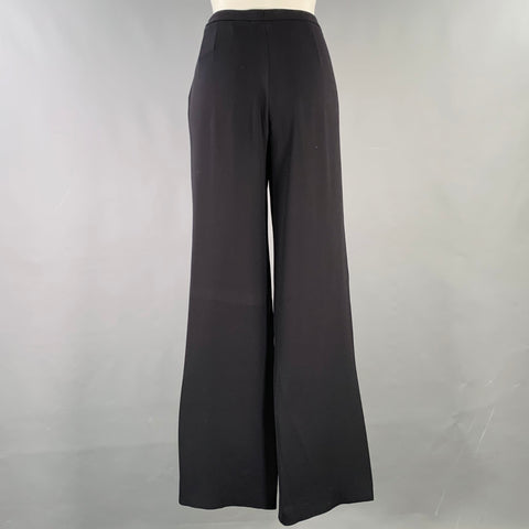 CALVIN KLEIN COLLECTION Size 8 Black Silk Blend Wide Leg Dress Pants