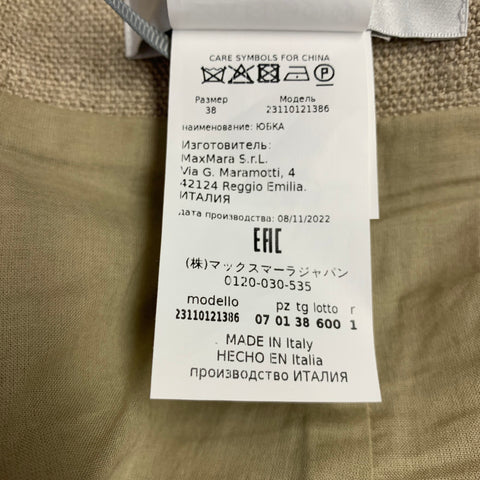 MAX MARA Size 4 -Gabbia- Beige Linen Raw Edge Maxi Skirt
