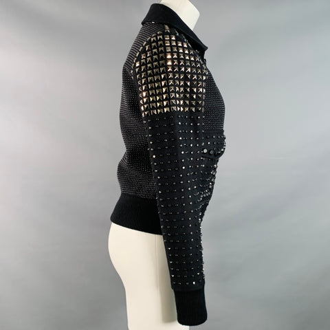 MICHAEL by MICHAEL KORS Size S Black Wool Blend Studded Cropped Jacket