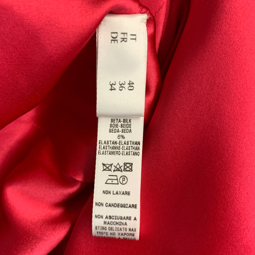 LA PERLA Size 4 Pink Fuchsia Wool Eastane Double Breasted Pants Suit