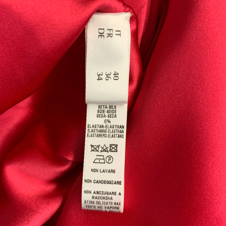 LA PERLA Size 4 Pink Fuchsia Wool Eastane Double Breasted Pants Suit