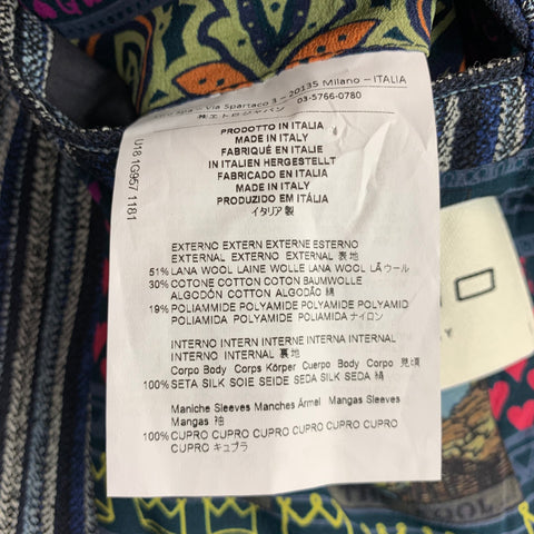 ETRO Size 42 Navy Black White Stripe Wool Blend Notch Lapel Sport Coat