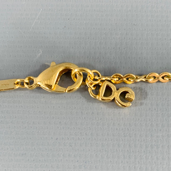 DOLCE & GABBANA Gold Chain Link Metal DG Pendant Necklace