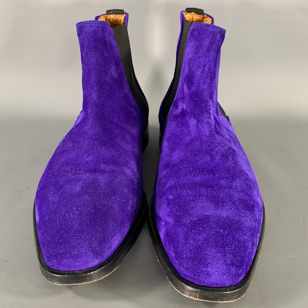 PS by PAUL SMITH Size 7 Purple Black Textured Leather Pull On Boots