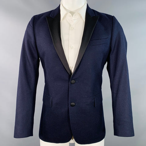 AMI by ALEXANDRE MATTIUSSI Size 40 Navy Black Wool Peak Lapel Sport Coat