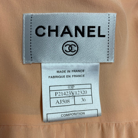 CHANEL Size 4 Orange Sorbet Silk Pleated Sleeveless Dress Top