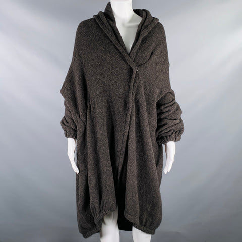 POOL' Size 6 Heather Brown Black Wool Blend Shawl Collar Coat