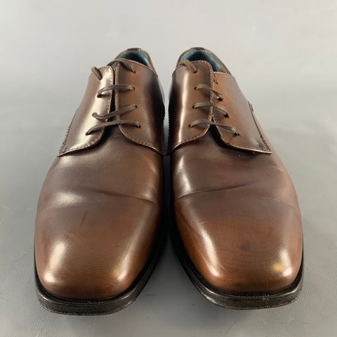 SALVATORE FERRAGAMO Size 10.5 Brown Solid Leather Lace Up Lace Up Shoes