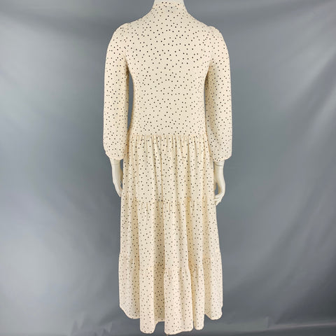 BAUM UND PFERDGARTEN Taille L Robe trapèze en mélange de polyester beige noir à pois