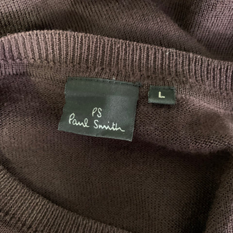 PS by PAUL SMITH Size L Brown Maroon Geometric Merino Wool Ribbed Pullover