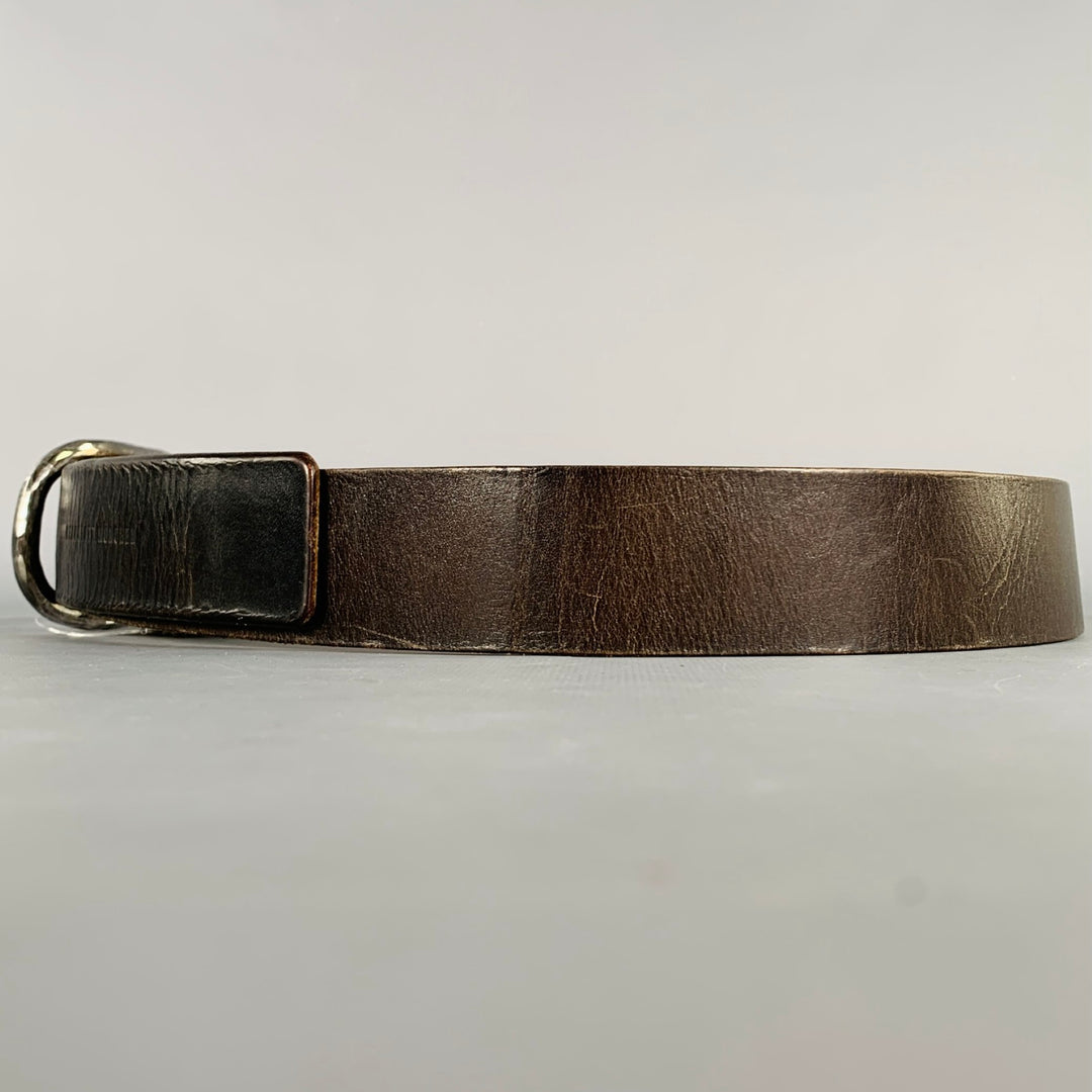 WERKSTATT:MUNCHEN Size 33 Dark Brown Leather Hammered Sterling Silver Belt