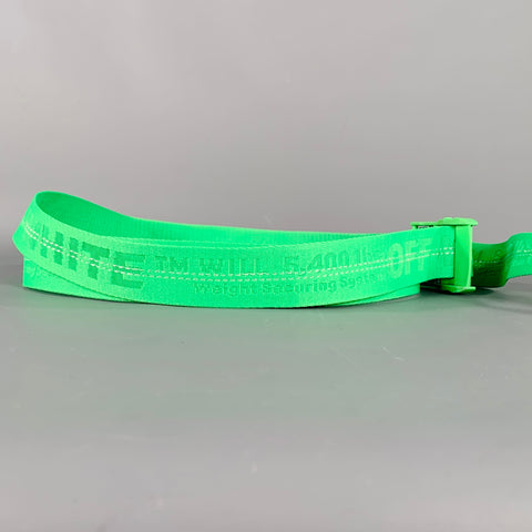 OFF-WHITE One Size Industrial Web Logo Green White Polyamide Blend Belt