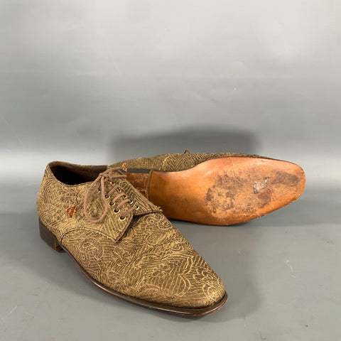 GONUL PAKSOY Size 7 Tan Gold Metallic Floral Laces