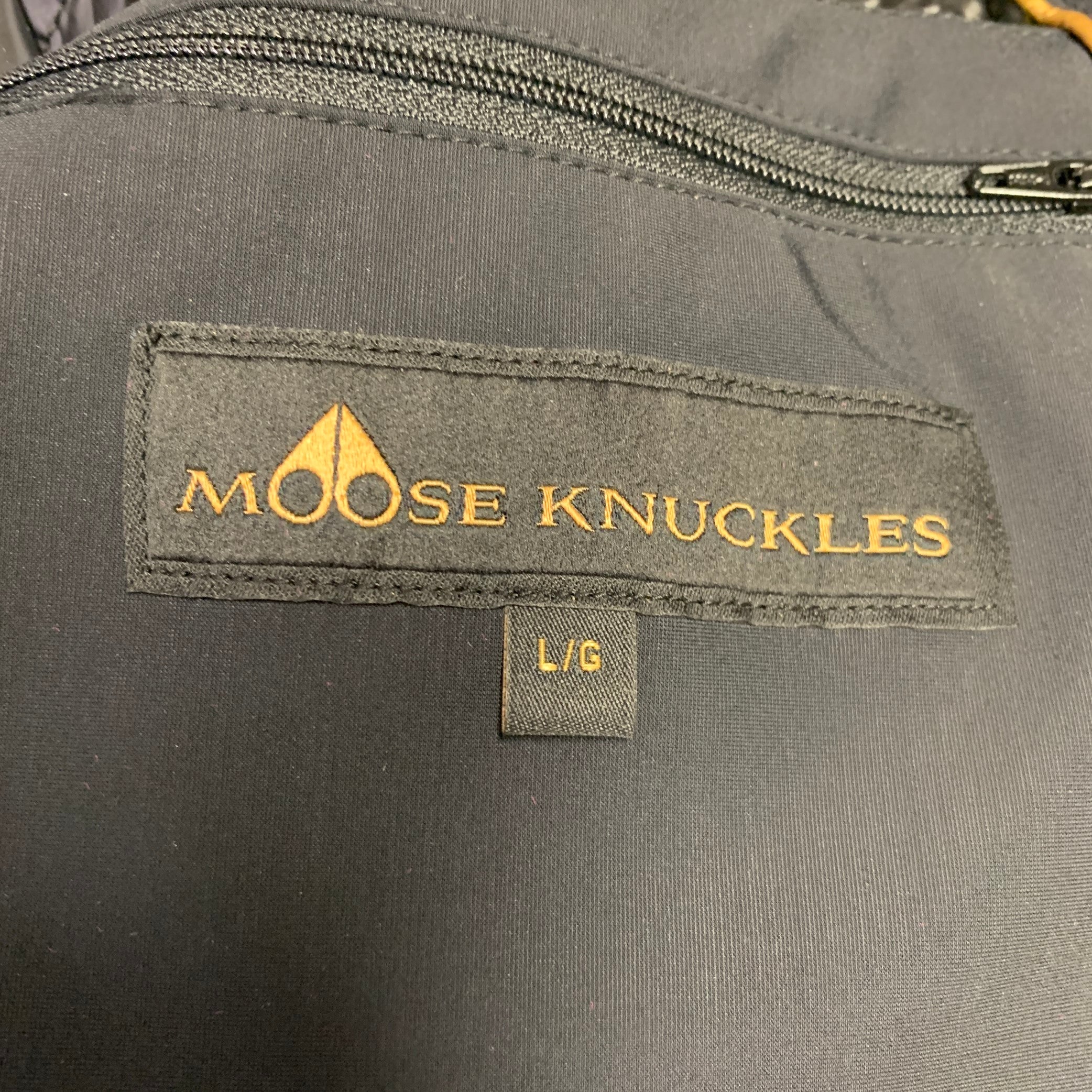 MOOSE KNUCKLES Size L Saglek Black Gold Faux Shearling Zip Up Coat