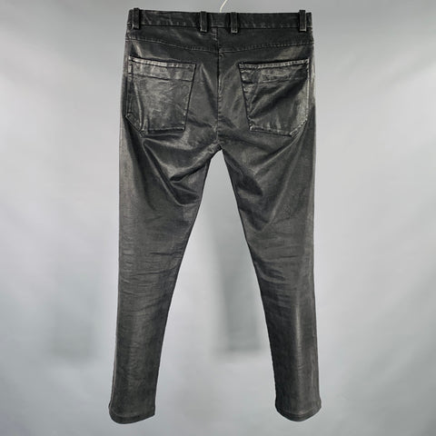 TRANSIT Size XS Grey Charcoal Coated Cotton Blend Jeans