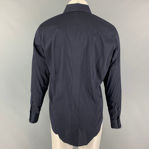 LAB by PAL ZILERI Taille M Chemise à manches longues boutonnée en mélange de coton bleu marine