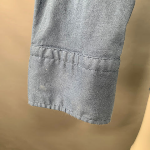 FEDELI Size M Blue Cotton Blend Spread Collar Long Sleeve Shirt