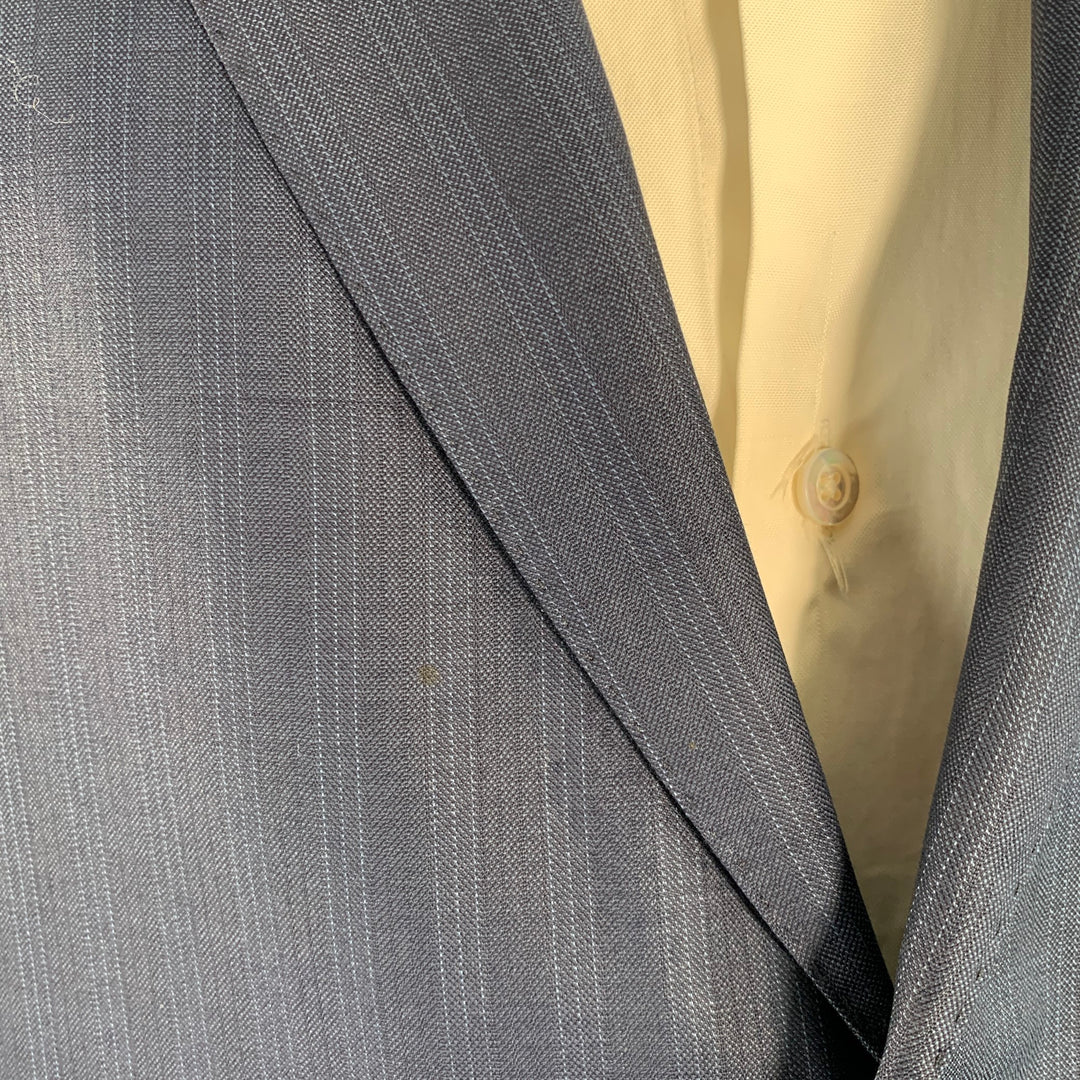 ERMENEGILDO ZEGNA Size 42 Regular Navy Blue Stripe Wool Notch Lapel Suit