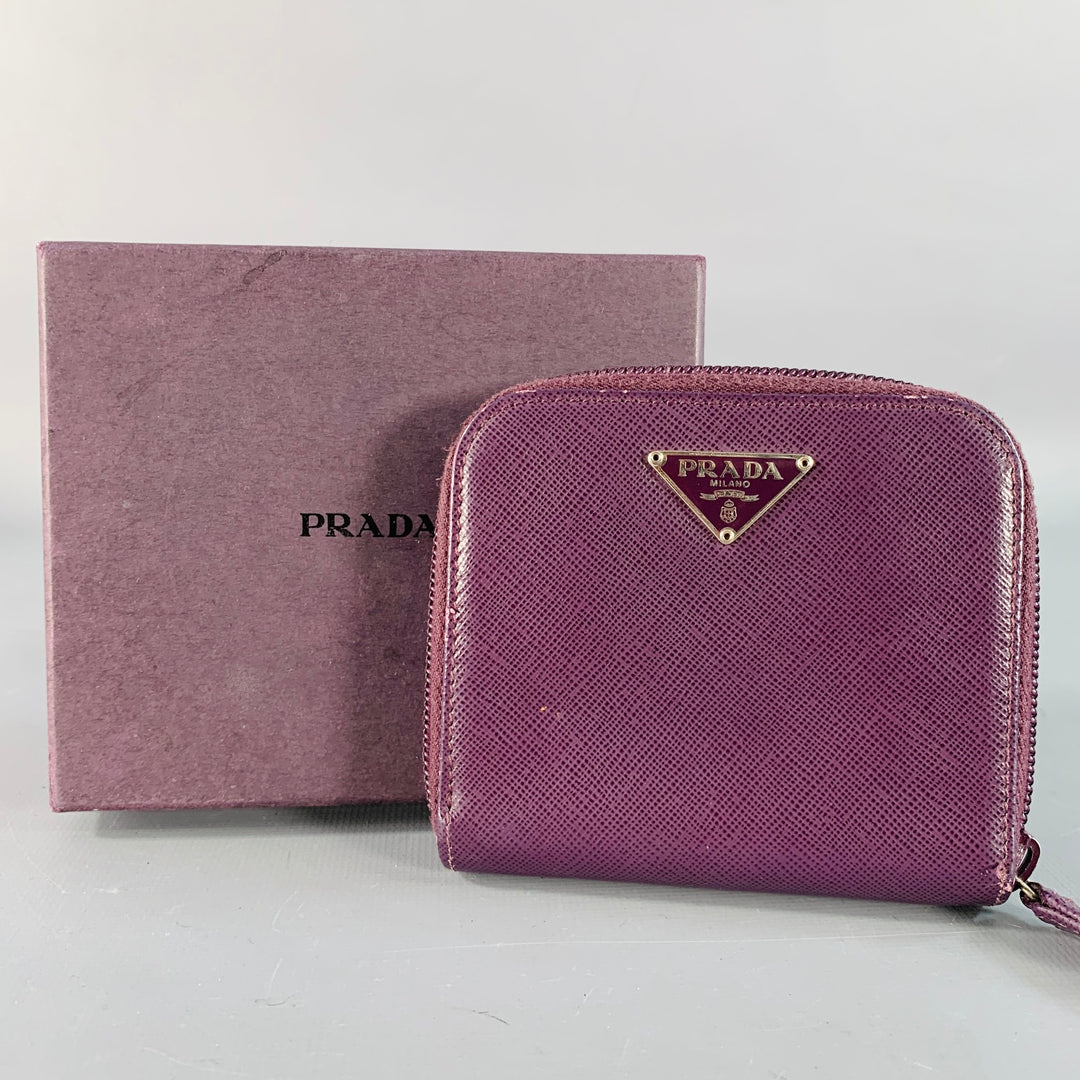 PRADA Purple Saffiano Leather Zip Wallet