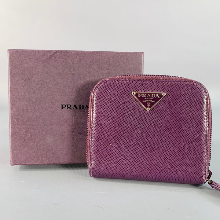 PRADA Purple Saffiano Leather Zip Wallet