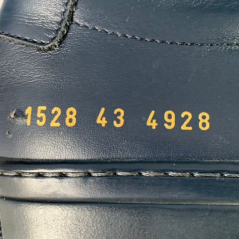 COMMON PROJECTS Size 10 Navy Leather Low Top Sneakers