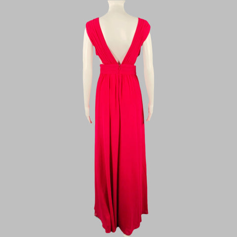 BADGLEY MISCHKA Size 8 Pink Polyester Ruched Cutout Sleeveless Deep V-Neck Dress