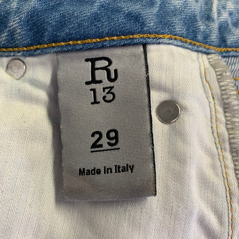 R13 Size 28 SS18 Twister Light Blue Denim Distresed Boyfriend Jeans