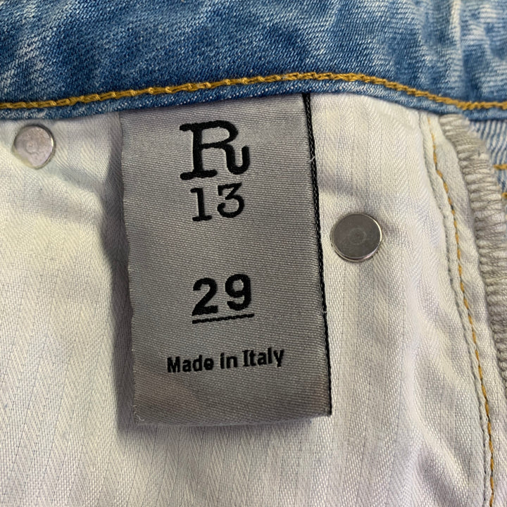 R13 Size 28 SS18 Twister Light Blue Denim Distresed Boyfriend Jeans