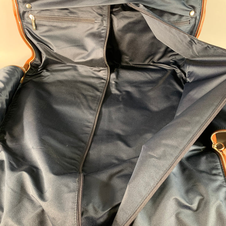 HOOK & ALBERT Brown Leather Convertible Weekender Garment Bag