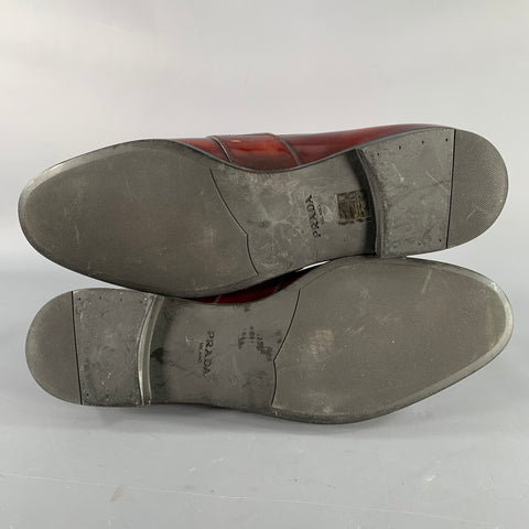 PRADA Size 10 Brown Leather Penny Loafers