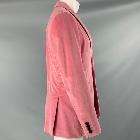 BURBERRY Size 40 Pink Velvet Notch Lapel Sport Coat