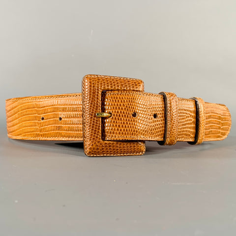 IL RICCIO Brown Snake Embossed Leather Belt