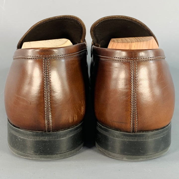 SALVATORE FERRAGAMO Size 10.5 Giant Brown Silver Leather Horsebit Loafers