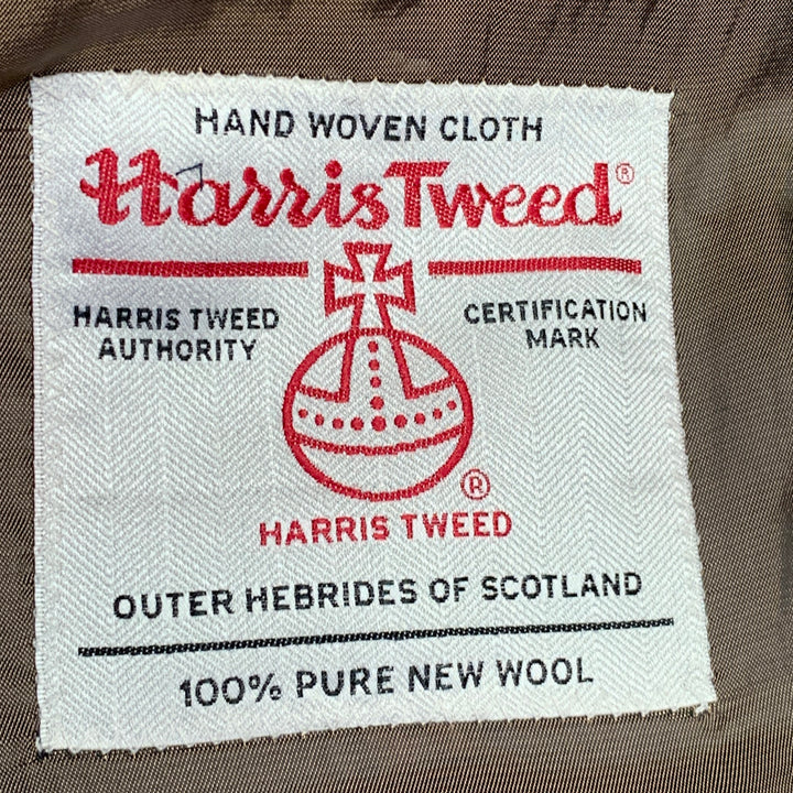 O'CONNELL'S Size 42 Long Brown Herringbone Wool Sport Coat