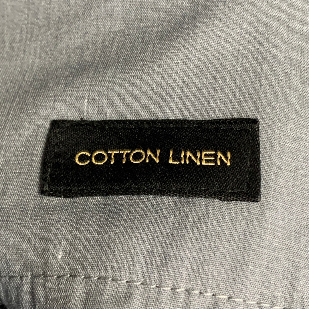 MASSIMO DUTTI Size 34 Navy White Woven Cotton Linen Straight Dress Pants