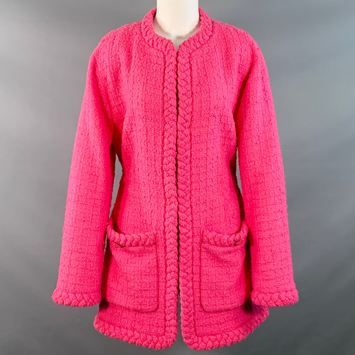 VALENTINO 2021 Size S Pink Wool Silk Tweed Oversized Jacket