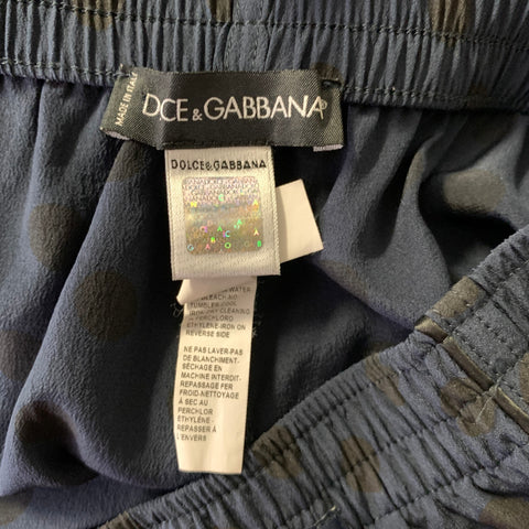 DOLCE & GABBANA Size S Navy Polka Dot Silk Pajama Set