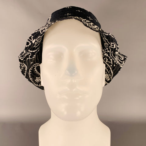 KAPITAL Black White Bandana Cotton Blend Bucket Hat