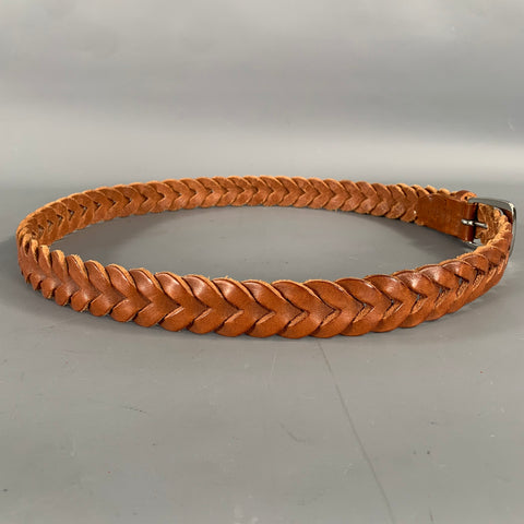 RALPH LAUREN Size 36 Brown Braided Leather Belt