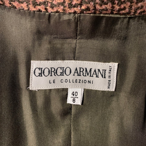 GIORGIO ARMANI Size 6 Pink Brown Wool Alpaca Zig Zag Jacket